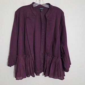Torrid Women Blazer Plum Purple Peplum Ruffle Hem Open Front Plus Size 3X